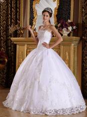 Strapless Appliqued Skirt White Quinceanera Dresses Maker