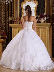 Strapless Appliqued Skirt White Quinceanera Dresses Maker