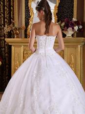 Strapless Appliqued Skirt White Quinceanera Dresses Maker