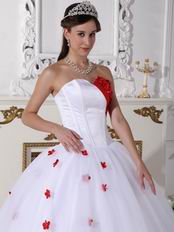 Princess Puffy White Quinceanera Dress With Wine Red