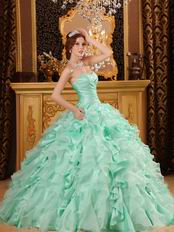 Sweetheart Pale Green Ruffled Ball Gown Winter Quinceanera Dress