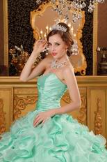 Sweetheart Pale Green Ruffled Ball Gown Winter Quinceanera Dress