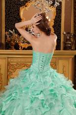 Sweetheart Pale Green Ruffled Ball Gown Winter Quinceanera Dress
