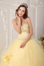 Yellow Quinceanera Handmade Dress With Appliqued Bottom
