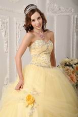 Yellow Quinceanera Handmade Dress With Appliqued Bottom