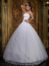 Appliqued Dentate Bottom White Elegant Dress Quinceanera Wear