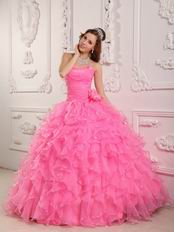 Side Hand Made Flowers Ruffle Pink Skirt Quinceanera Dress Shop