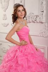 Side Hand Made Flowers Ruffle Pink Skirt Quinceanera Dress Shop