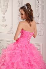 Side Hand Made Flowers Ruffle Pink Skirt Quinceanera Dress Shop