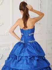 Royal Blue Appliqued Picks-up Quinceanera Dress For Discount