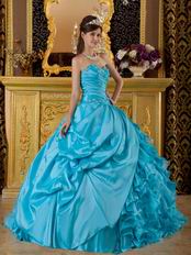 Sweet heart Ruffles Skirt Aqua Blue Sale Quinceanera Gown