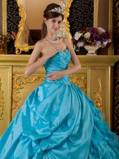 Sweet heart Ruffles Skirt Aqua Blue Sale Quinceanera Gown