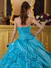 Sweet heart Ruffles Skirt Aqua Blue Sale Quinceanera Gown