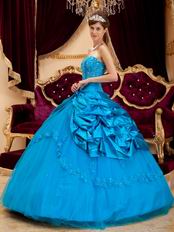 Handmade Flower Appliqued Azure Quinceanera Thick Dress Nice