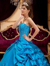 Handmade Flower Appliqued Azure Quinceanera Thick Dress Nice