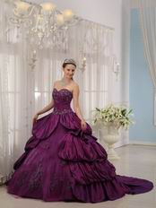 Bubble Eggplant Purple Quinceanera Gown With Court Train