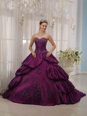 Bubble Eggplant Purple Quinceanera Gown With Court Train