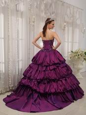 Bubble Eggplant Purple Quinceanera Gown With Court Train