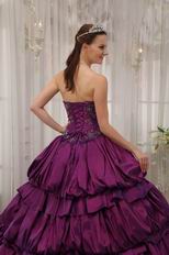 Bubble Eggplant Purple Quinceanera Gown With Court Train