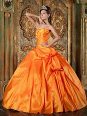 Inexpensive Orange Taffeta Military Ball Gown Corset Back