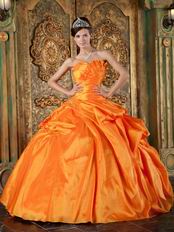 Inexpensive Orange Taffeta Military Ball Gown Corset Back