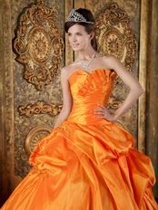 Inexpensive Orange Taffeta Military Ball Gown Corset Back