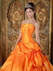 Inexpensive Orange Taffeta Military Ball Gown Corset Back