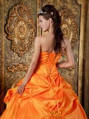 Inexpensive Orange Taffeta Military Ball Gown Corset Back