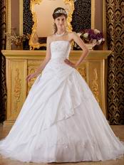 White Taffeta Embroidered Quinceanera Gown Not Expensive