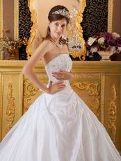White Taffeta Embroidered Quinceanera Gown Not Expensive