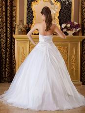 White Taffeta Embroidered Quinceanera Gown Not Expensive