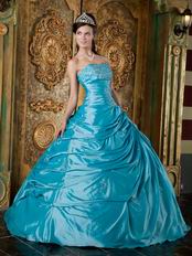 Appliqued Sweetheart Deep Sky Blue Quinceanera Gowns
