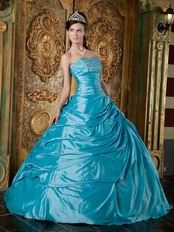 Appliqued Sweetheart Deep Sky Blue Quinceanera Gowns