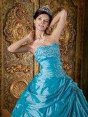 Appliqued Sweetheart Deep Sky Blue Quinceanera Gowns