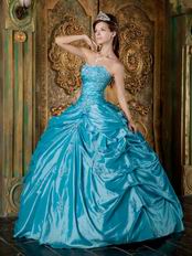 Appliqued Sweetheart Deep Sky Blue Quinceanera Gowns