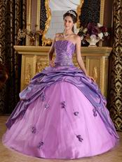 Strapless Mallow Taffeta Elegant Quinceanera Dress For Girl