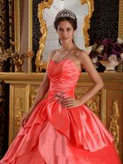 Orange Red Layers Skirt Appliqued Bottom Quinceanera Dress