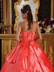 Orange Red Layers Skirt Appliqued Bottom Quinceanera Dress