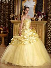 Best Sweetheart Striped Printed Yellow Quinceanera Ball Gown