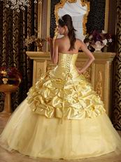 Best Sweetheart Striped Printed Yellow Quinceanera Ball Gown