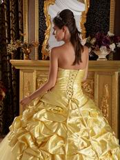 Best Sweetheart Striped Printed Yellow Quinceanera Ball Gown