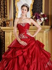 Bubble Designer Ball Skirt Wine Red Taffeta Quinceanera Gown