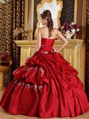 Bubble Designer Ball Skirt Wine Red Taffeta Quinceanera Gown