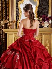 Bubble Designer Ball Skirt Wine Red Taffeta Quinceanera Gown