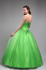Halter Top Style Beaded Quinceanera Dress In Spring Green