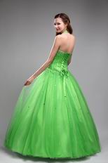 Halter Top Style Beaded Quinceanera Dress In Spring Green