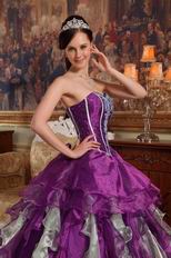 Apple Green And Purple Contrast Skirt Quinceanera Dress