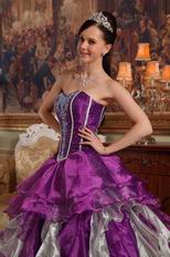 Apple Green And Purple Contrast Skirt Quinceanera Dress