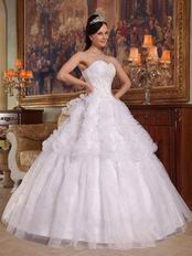 Sweet Heart Ruffles Skirt Lace Up Back White Quinceanera Dress