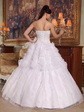 Sweet Heart Ruffles Skirt Lace Up Back White Quinceanera Dress